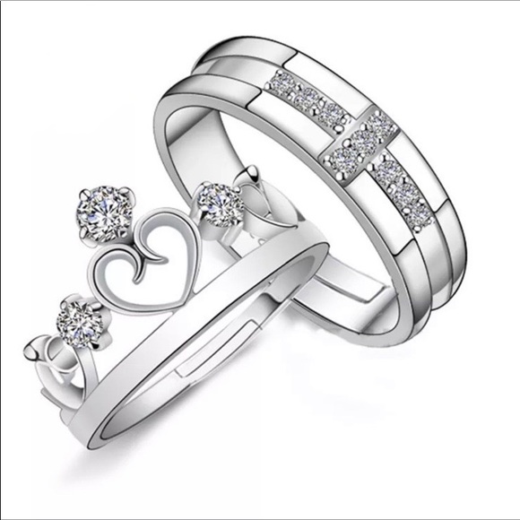 Resizable New sterling silver 2pc set diamond Ring - Picture 6 of 7